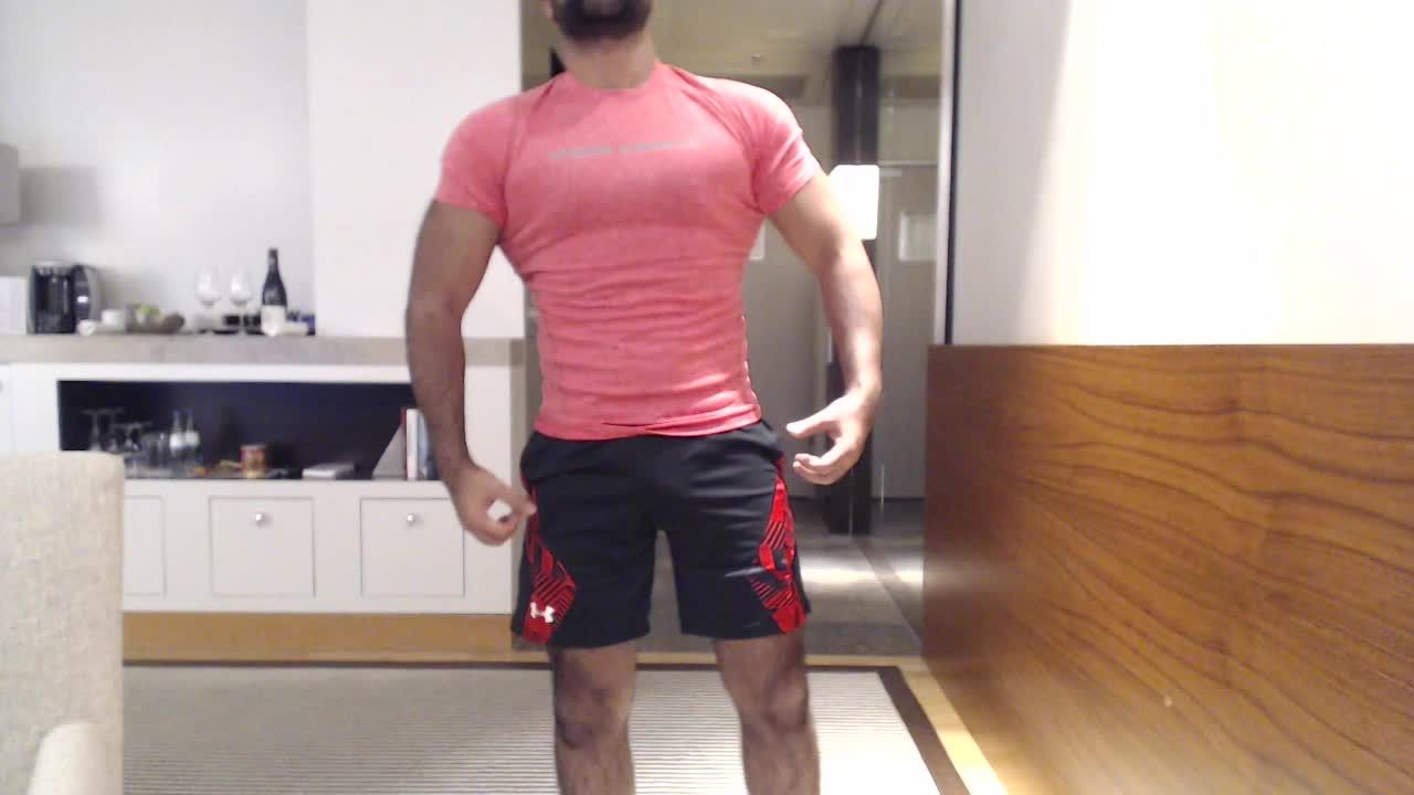 Fleing my Muscles in Tight Gym T-shirt