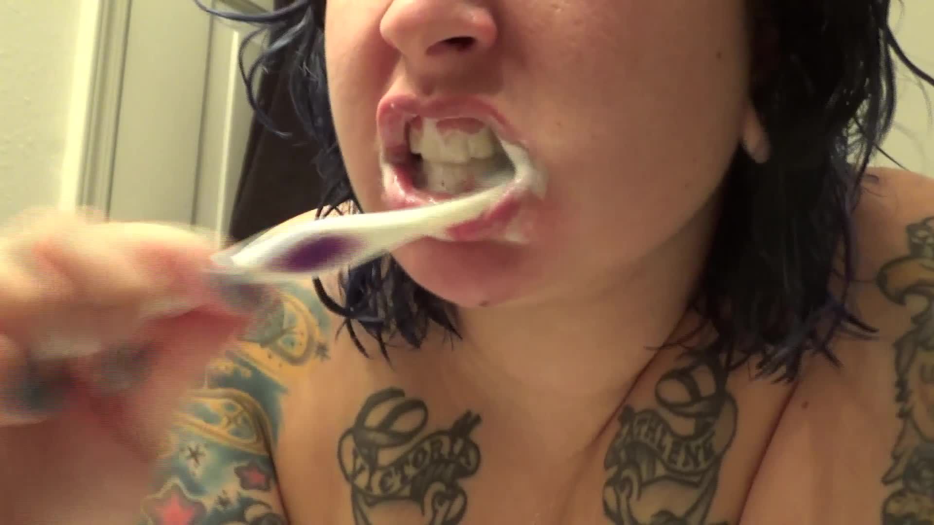 brushing my teeth
