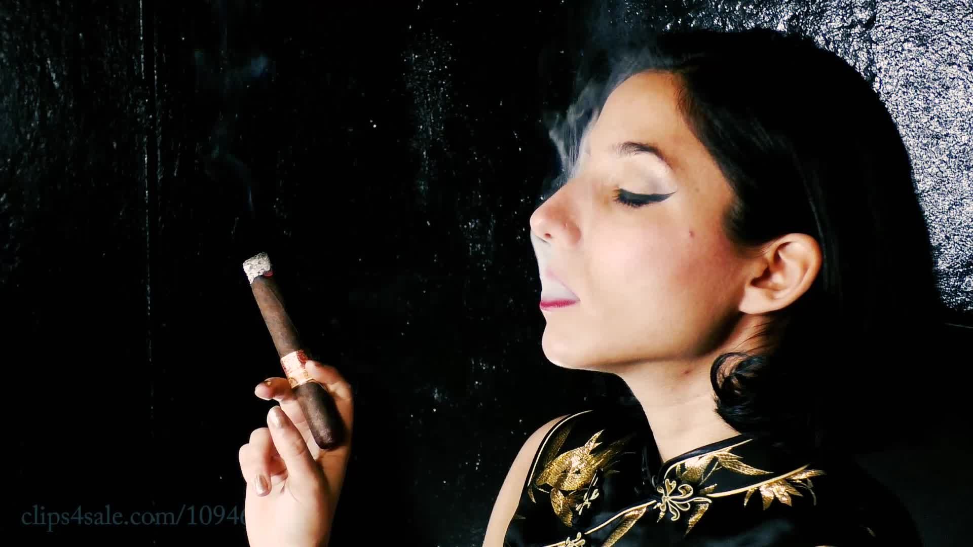 Cigar Smoking in an Elegant Dress