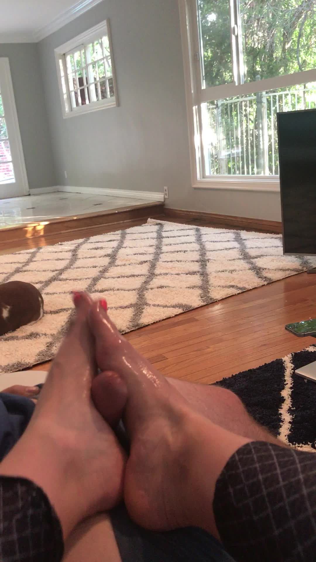 Footjob on Couch