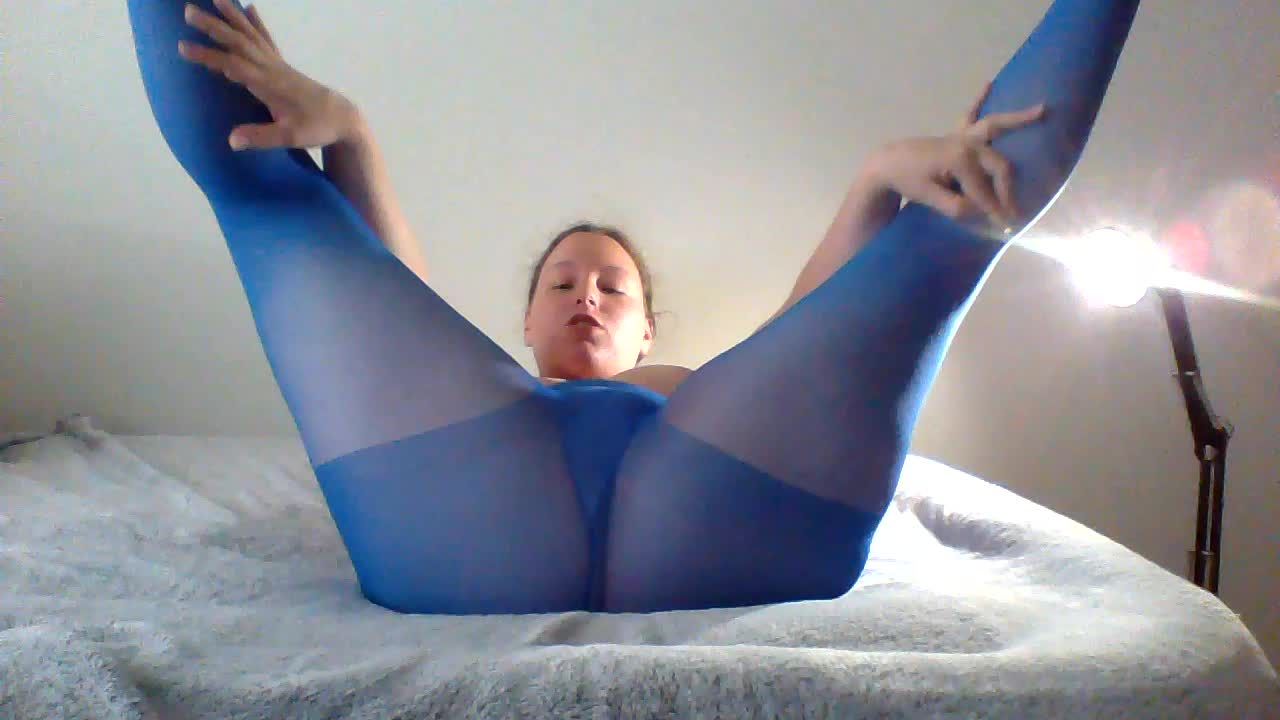 teaseing in my blue tights
