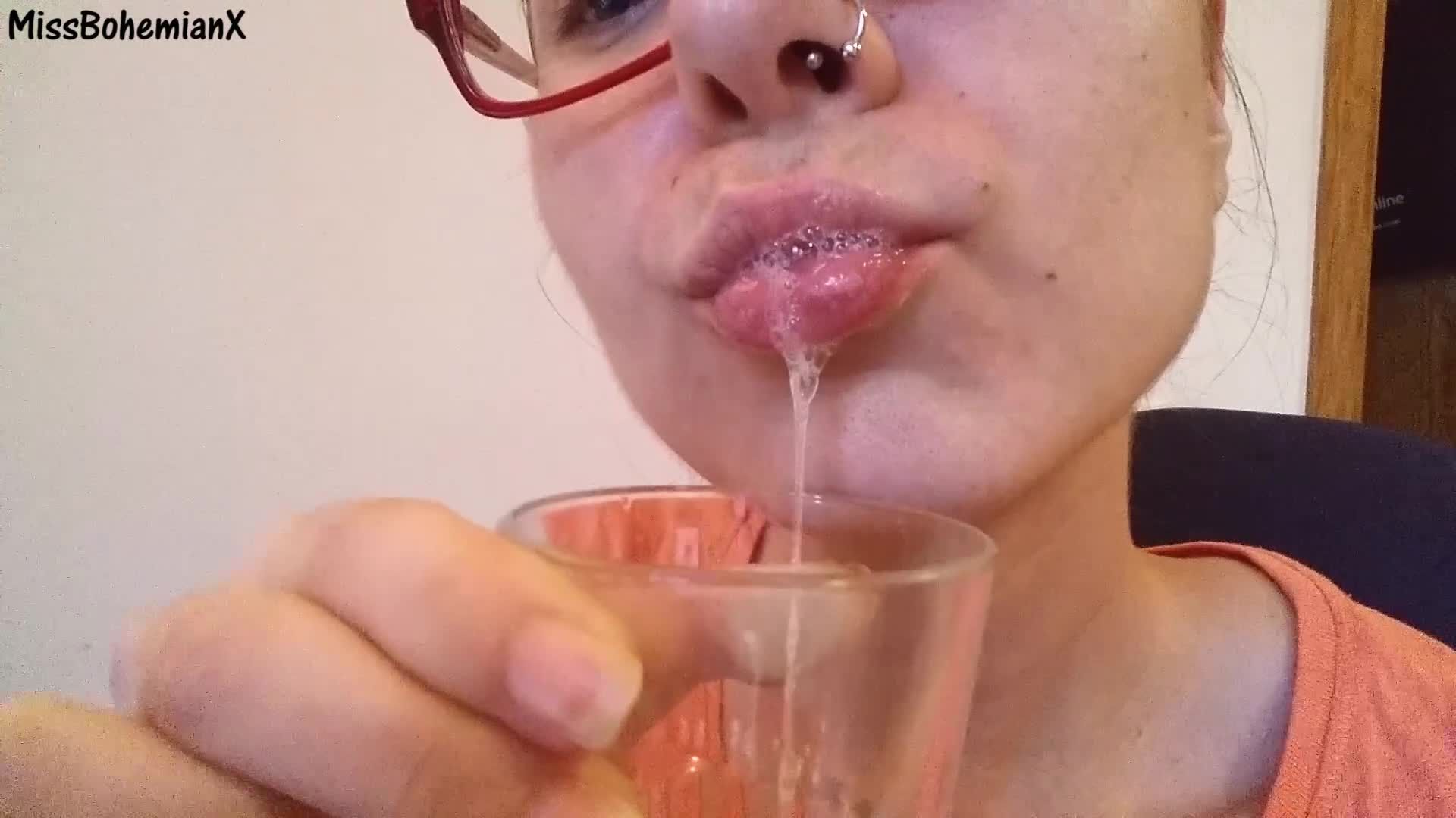 Drooling in a Shot Glass - Spit Fetish