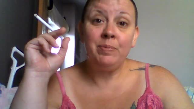 SPH while smoking, clothed, no makeup