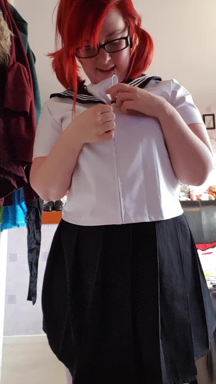 Japanese school girl outfit stripping