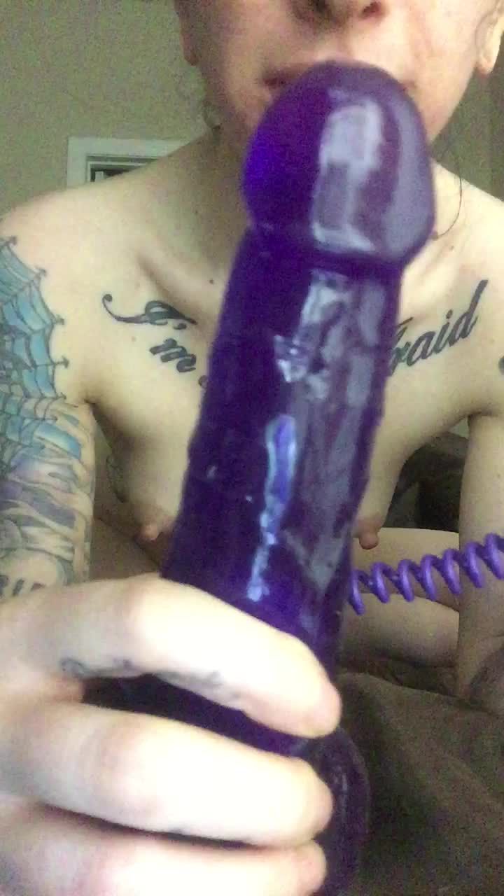 First time using purple vibrating cock