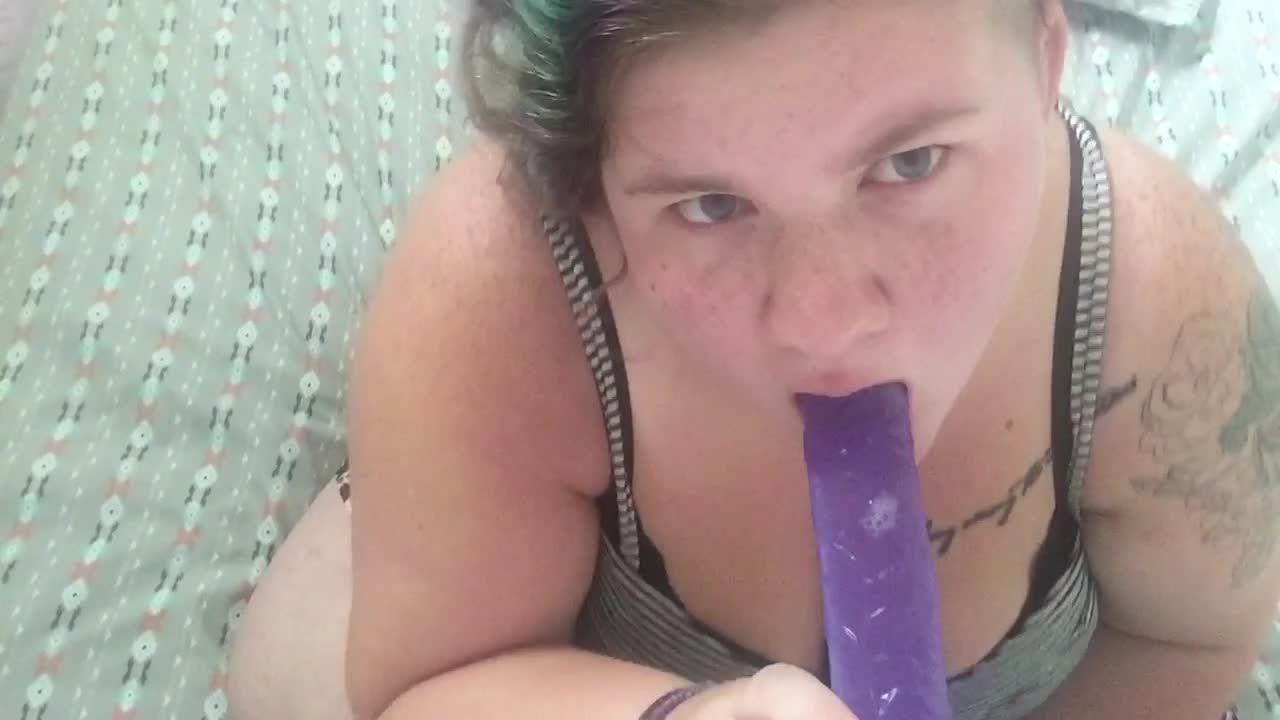 Dildo blowjob tease with DP toying