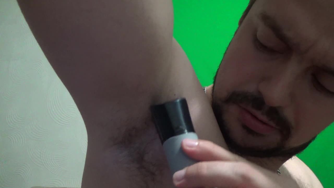 Alex shaving his very hairy armpits