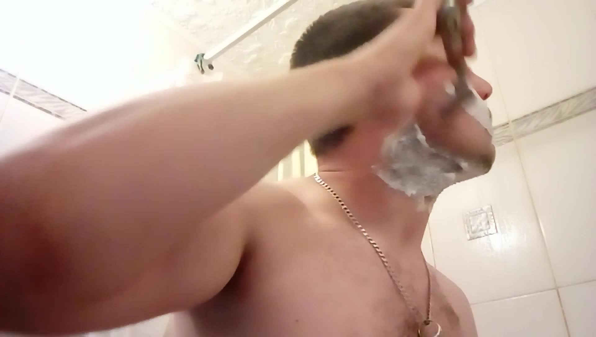 Alex shaving his beard and hairy armpits
