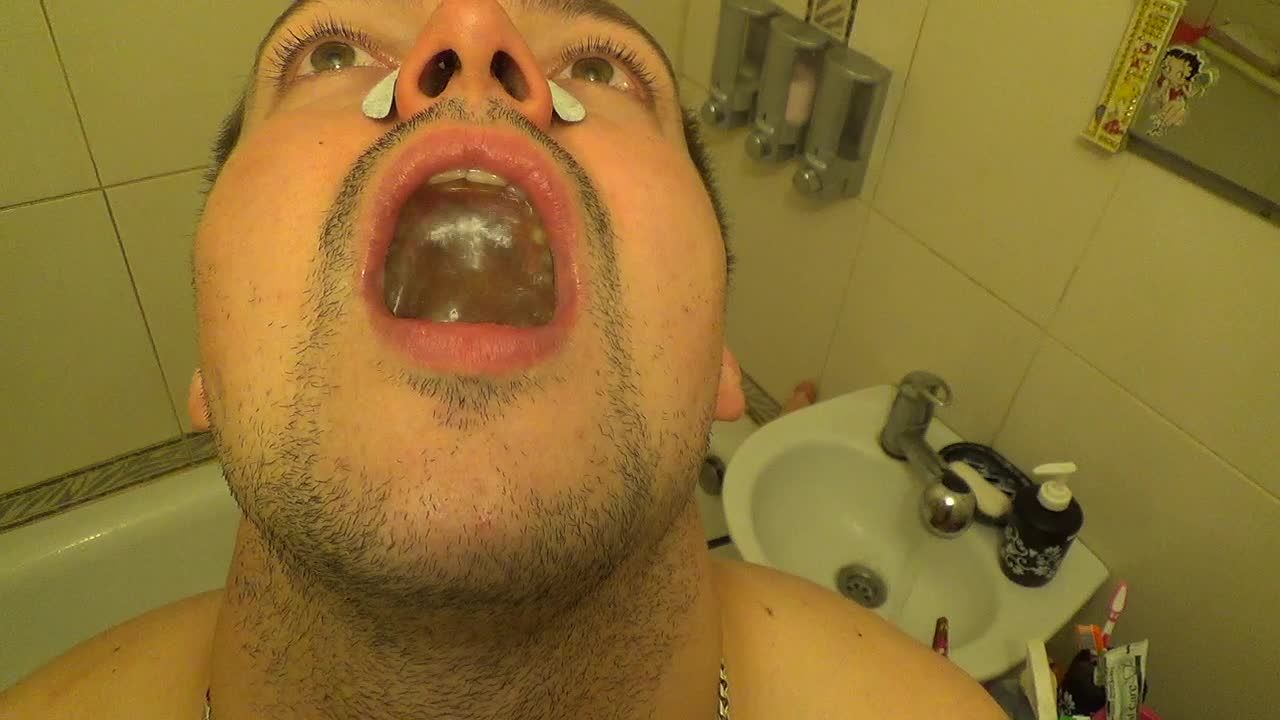 Alex gargle his throat and teeth