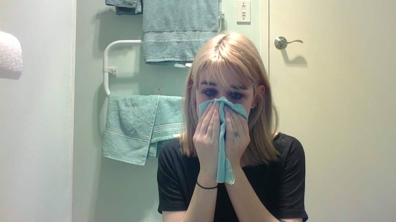 cute blonde girl crying