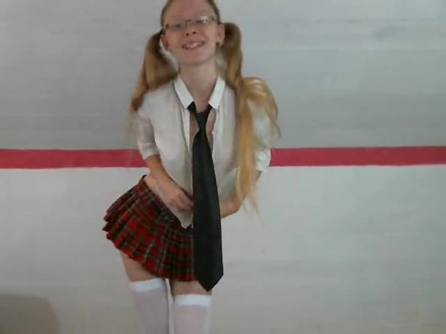 Schoolgirl Strips and Pees on You