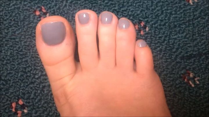 Showing off my new grey pedicure