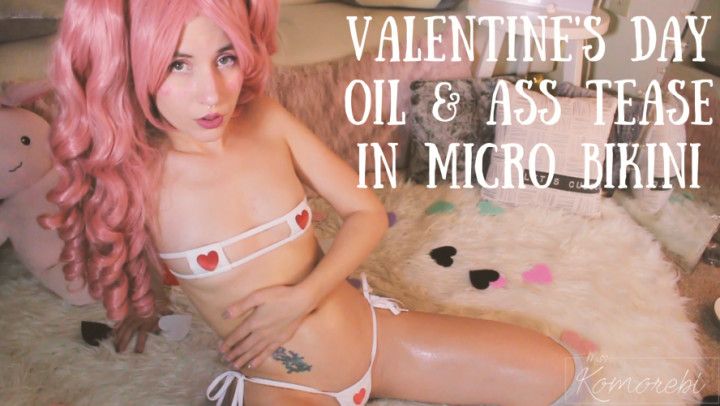 Oil and Ass Tease in Micro Bikini