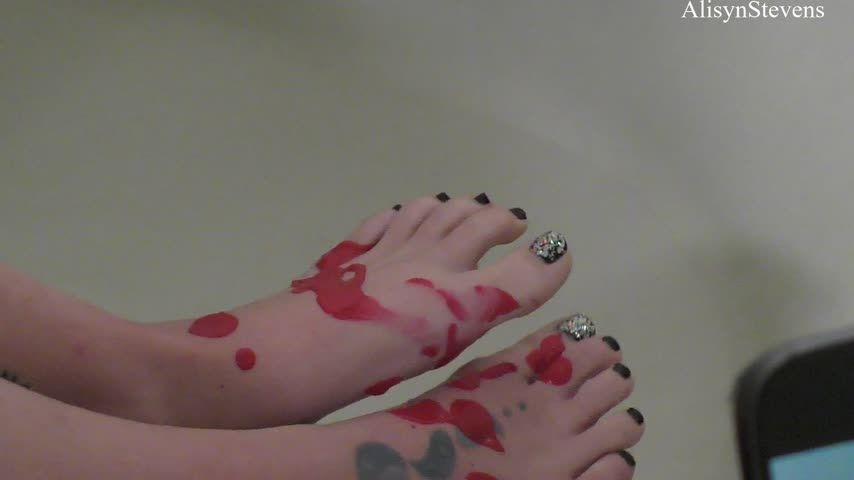 Red and Green Soapy Feet