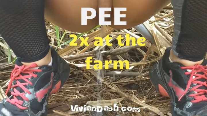 Pee 2x at a farm outdoors