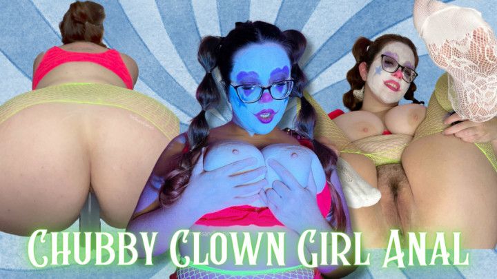 Chubby Neon Clown Anal with Clear Dildo