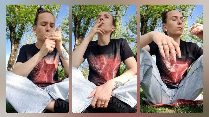 Chain-smoking in the park