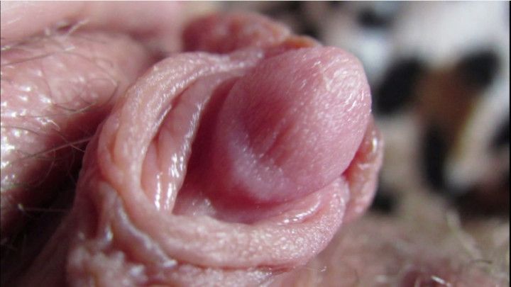 Extreme close up on my hard clit head