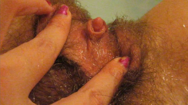 Big clit hairy pussy girl masturbating