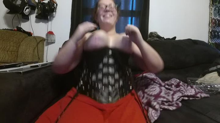 bouncing tits with corset on