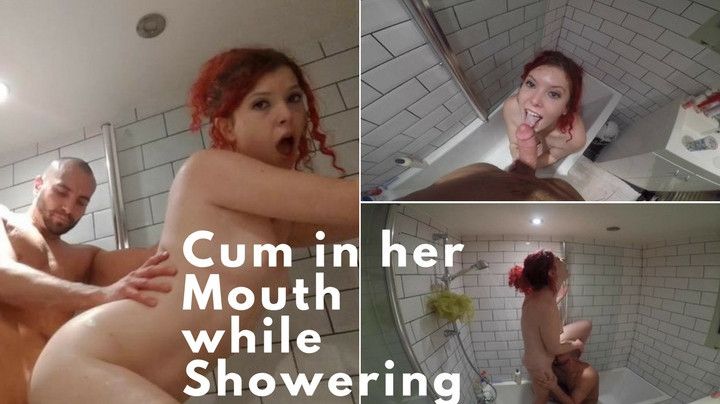 Cum in her Mouth while Showering