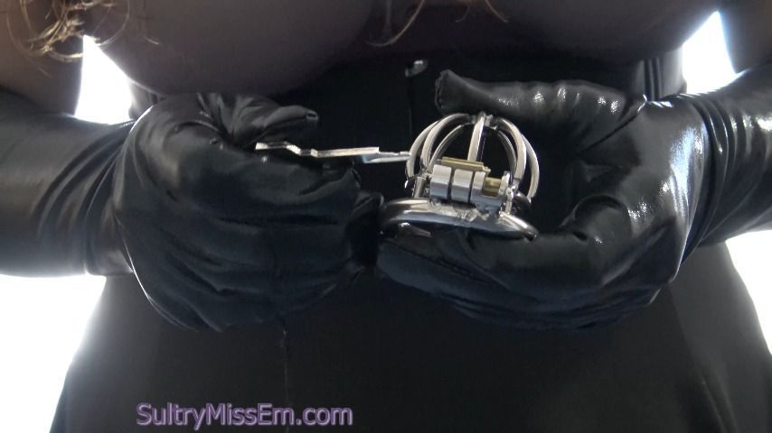 Cruel SPH chastity with vinyl gloves