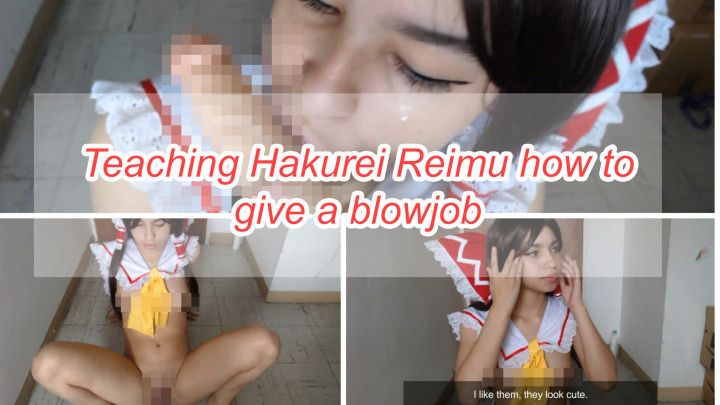 Teaching Hakurei Reimu to give a blowjob