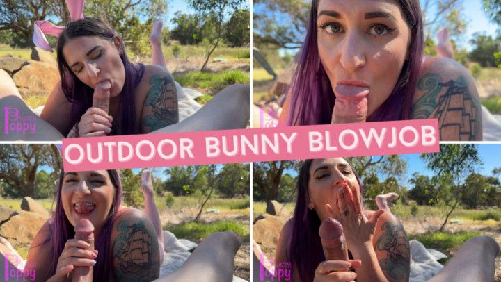 Outdoor Easter Bunny Blowjob