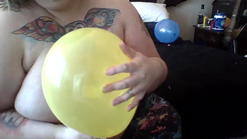 BBW blowing up and popping balloons