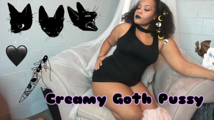 BBW Ebony Goth Spreads Creamy Pussy  4U