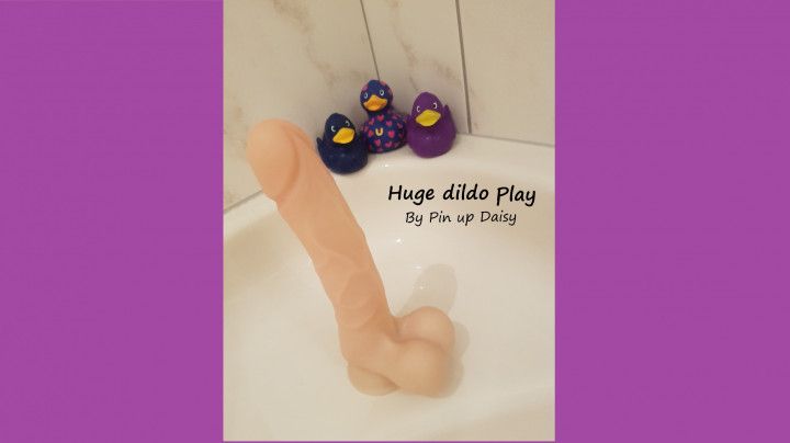 Huge dildo play in bath