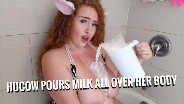 BBW Hucow Pours Milk Over Her Big Boobs