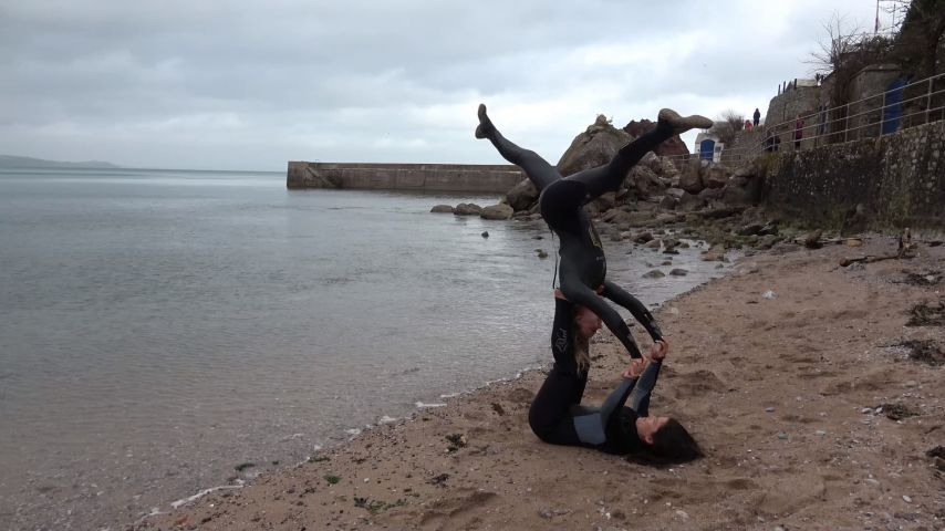 Acro Yoga In Wetsuits