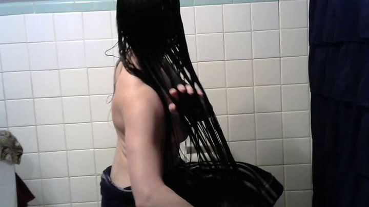 Brushing my long wet hair