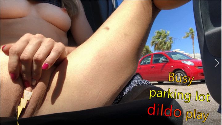 Busy parking lot dildo play