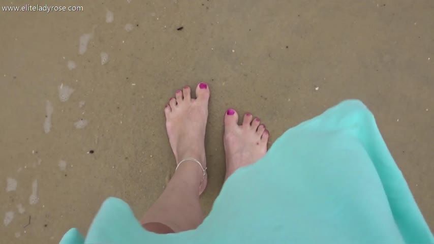 beach, feet and waves