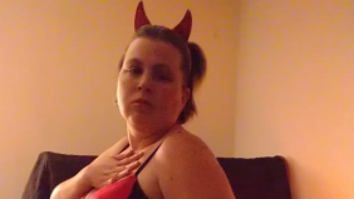 Sexy Devil Striptease and Masturbation