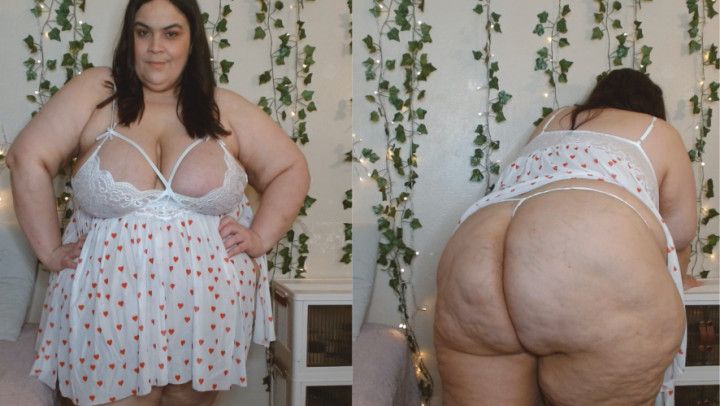 BBW MODELING SEXY WHITE LINGERIE