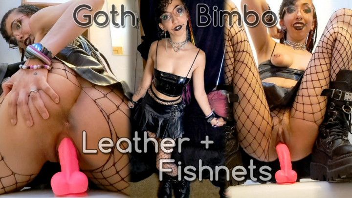 POV Goth Bimbo Fucks/Rides Dildo) in Leather and Fishnets