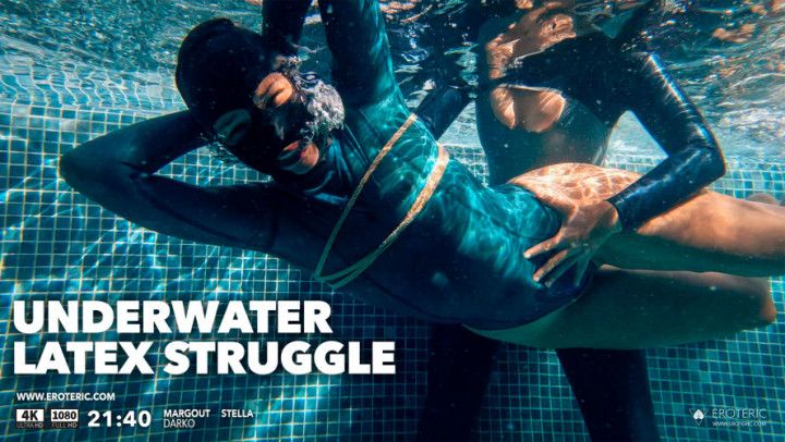 Underwater Latex Struggle: bondage