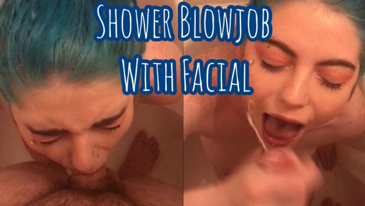 Shower Blowjob With Facial