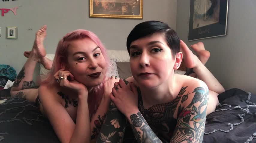 Tattooed Lesbian Foot Tease