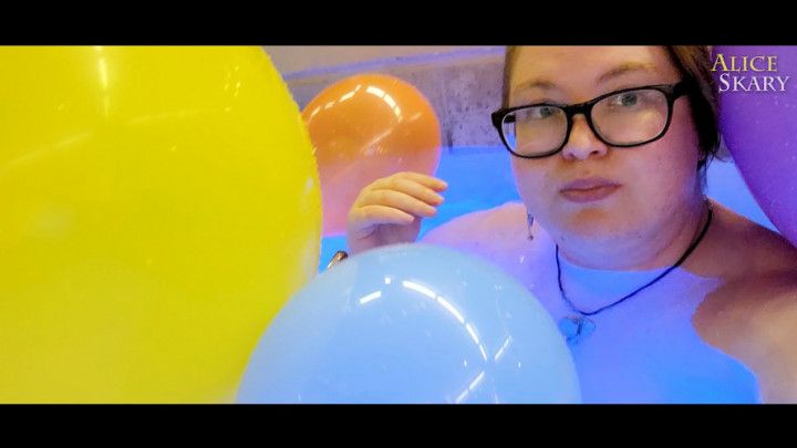 Blowing Up Balloons In The Buff - Alice Skary Naked in Pool