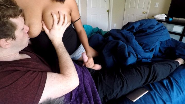Mom catches needy son jerking off to her