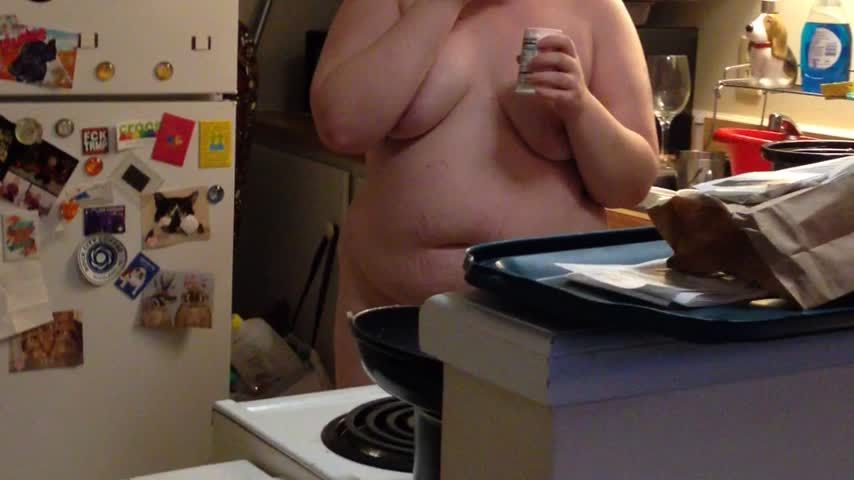 naked in my kitchen eating yogurt