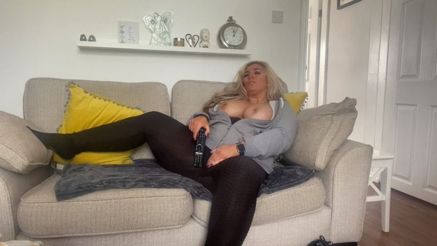 Horny Slut on the Sofa with sports socks