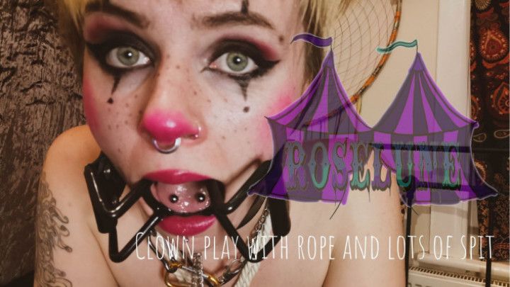 Clown girl rope and gag play