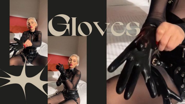Mistress puts on latex gloves