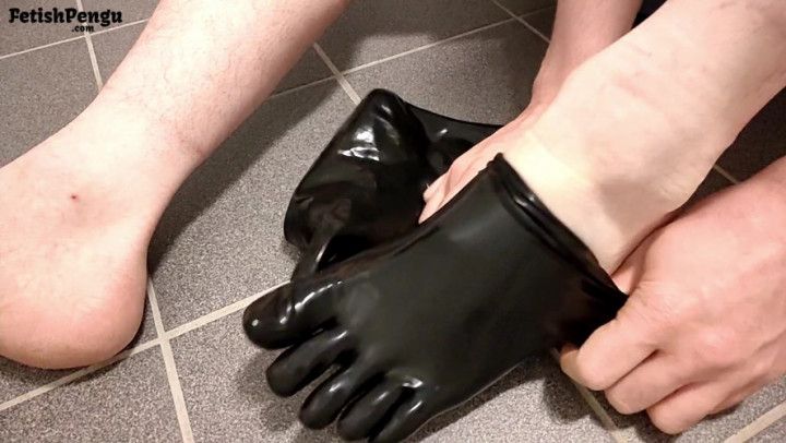 Spit into latex socks - Squeaky sounds