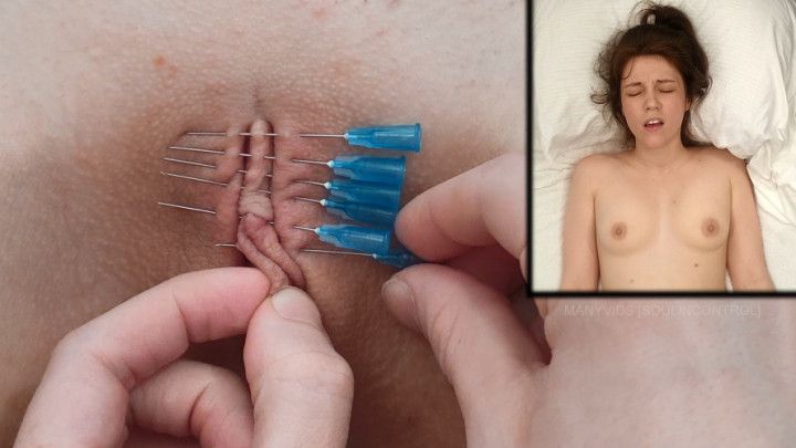 Piercing Lily's Pussy Shut With Needles